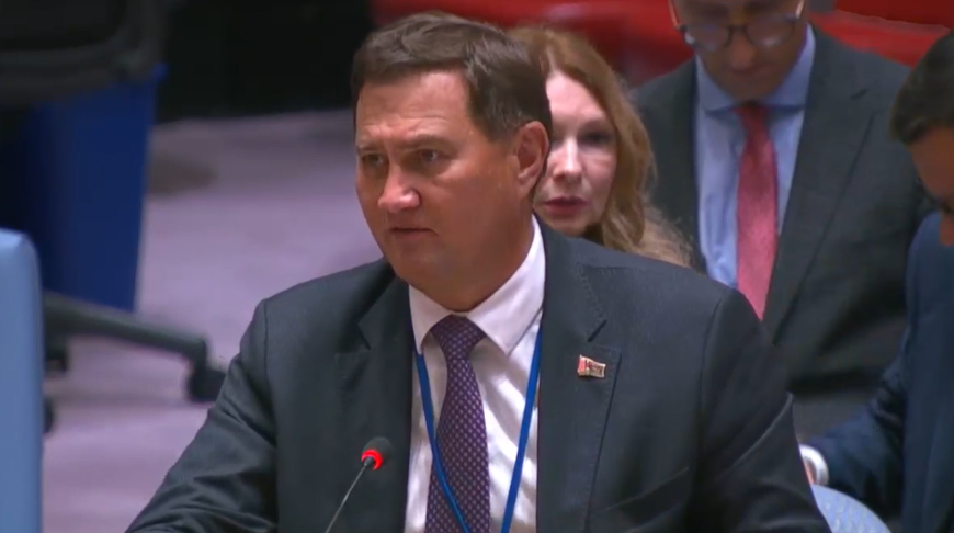 Максім Рыжанкоў. Скрыншот відэа un.org