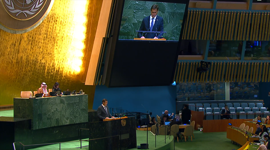 Максім Рыжанкоў. Скрыншот відэа un.org