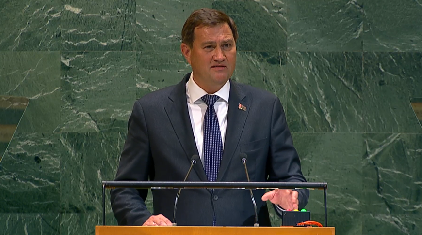 Максім Рыжанкоў. Скрыншот відэа un.org
