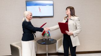 Алена Скрыпель і Нурлана Мамедзадэ. Фота Беларускай асацыяцыі гімнастыкі