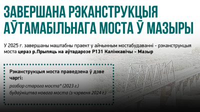 Завершана рэканструкцыя аўтамабільнага моста ў Мазыры  