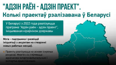 "Адзін раён - адзін праект". Колькі праектаў рэалізавана ў Беларусі 